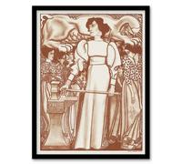 Artery8 Work Women Exhibition Poster Vintage Framed Wall Art Print Jan Toorop in Brown | Size: A4 Artery8 Brown A4