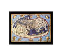Artery8 World Map 1482 Ptolemy 2nd Century Framed Canvas Wall Art Print | Size: W18" x H24" Artery8 Multicolor W18" x H24"