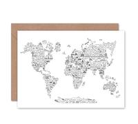 Artery8 World Travel Map Farewell Bon Voyage Sealed Greeting Card Plus Envelope Blank inside