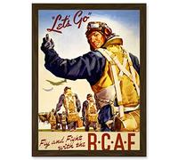 World War WW2 Canada RCAF Fly Fight Pilot Air Force Vintage A4 Artwork Framed Wall Art Print Artery8 Brown One Size