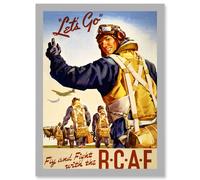 Artery8 World War WW2 Canada RCAF Fly Fight Pilot Air Force Vintage A4 Artwork Framed Wall Art Print in Light Grey Artery8 Light Grey