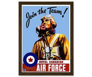 Artery8 World War WWII Canada Enlist Royal Canadian Air Force Pilot A4 Artwork Framed Wall Art Print