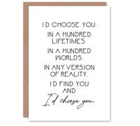 Artery8 Would Choose You In Hundred Lifetimes Love Modern Anniversary Card in White Artery8 White
