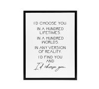 Artery8 Would Choose You In Hundred Lifetimes Love Modern Framed Canvas Art in White | Size: W18" x H24" Artery8 White W18" x H24"
