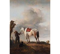Artery8 Wouwerman The Gray Horse Painting Premium Wall Art Canvas Print 18X24 Inch