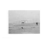 Artery8 Wright Brothers Aeroplane First Flight Photo Canvas Wall Art Print in Grey | Size: W24" x H32" Artery8 Grey W24" x H32"