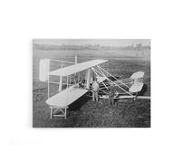 Artery8 Wright Brothers Biplane Machine Canvas Wall Art Print in Grey | Size: W12" x H16" Artery8 Grey W12" x H16"