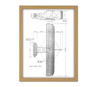 Artery8 Wright Brothers Glider Technical 1909 Drawing Artwork Framed Wall Art Print 18X24 Inch