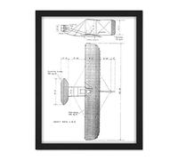 Artery8 Wright Brothers Glider Technical 1909 Drawing Artwork Framed Wall Art Print 18X24 Inch