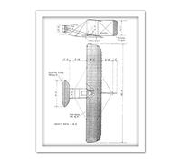 Artery8 Wright Brothers Glider Technical 1909 Drawing Artwork Framed Wall Art Print 18X24 Inch