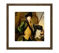 Artery8 Wright Derby Portrait John Whetham Kirklington Painting 8X8 Inch Square Wooden Framed Wall Art Print Picture with Mount in Brown Artery8 Brown