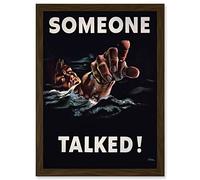 Artery8 WW2 World War Someone Talked Sailor USA A4 Artwork Framed Wall Art Print