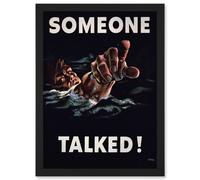 Artery8 WW2 World War Someone Talked Sailor USA A4 Artwork Framed Wall Art Print in Black Artery8 Black
