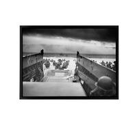 Artery8 WWII D Day Landings USA Troops Jaws of Death Framed Canvas Wall Art Print in Grey | Size: W24" x H32" Artery8 Grey W24" x H32"