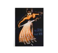 Artery8 WWII USA Wartime Poster Grind That Will Win Canvas Wall Art Print | Size: W12" x H16" Artery8 Multicolor W12" x H16"