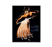 Artery8 WWII USA Wartime Poster Grind That Will Win Framed Canvas Wall Art Print | Size: W12" x H16" Artery8 Multicolor W12" x H16"