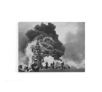Artery8 WWII USS Battleship Bunker Hill Kamikazes Canvas Wall Art Print in Grey | Size: W12" x H16" Artery8 Grey W12" x H16"