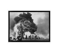 Artery8 WWII USS Battleship Bunker Hill Kamikazes Framed Canvas Wall Art Print in Grey | Size: W24" x H32" Artery8 Grey W24" x H32"