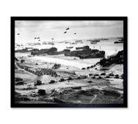 WWII War Us Landing Ships Omaha Beach D-day 1944 Photo Art Print Framed Poster Wall Decor 12x16 inch