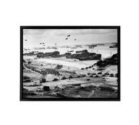 Artery8 WWII War US Landing Ships Omaha Beach D Day Framed Canvas Wall Art Print in Grey | Size: W18" x H24" Artery8 Grey W18" x H24"