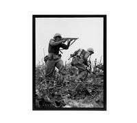 Artery8 WWII War USA Marine Sgt Bartlett Framed Canvas Wall Art Print in Grey | Size: W12" x H16" Artery8 Grey W12" x H16"
