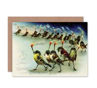 Artery8 Xmas Birds Matches Jollity Funny Christmas Card Artery8 Multicolor