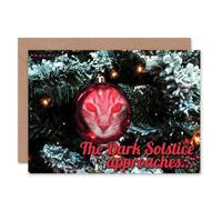 Artery8 Xmas Dark Solstice Bauble Present Cat Christmas Card Artery8 Multicolor