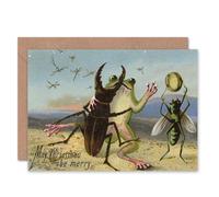 Artery8 Xmas Merry Dancing Beetle Frog Christmas Card Artery8 Multicolor