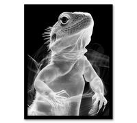 Artery8 Xray Effect Lizard Detailed Scales White on Black Living Room Artwork Framed Wall Art Print A4