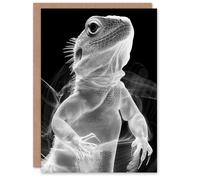 Artery8 Xray Effect Lizard Detailed Scales White on Black Greeting Card in Grey Artery8 Grey