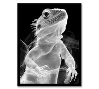 Artery8 Xray Effect Lizard Detailed Scales White on Black Living Room Artwork Framed Wall Art Print 18X24 Inch