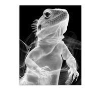 Artery8 Xray Effect Lizard Detailed Scales White on Black Living Room Large Wall Art Poster Print Thick Paper 18X24 Inch