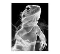 Artery8 Xray Effect Lizard Detailed Scales White on Black Wall Art Print in Grey | Size: W12" x H16" Artery8 Grey W12" x H16"