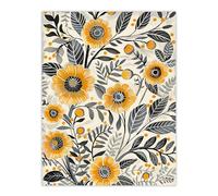 Artery8 Yellow Black Marigold Flowers Pattern Wildflowers Living Room Large Wall Art Poster Print Thick Paper 18X24 Inch