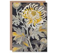 Artery8 Yellow Chrysanthemum Flower Detailed Artwork Birthday Art Card Artery8 Yellow