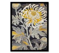 Artery8 Yellow Chrysanthemum Flower Detailed Artwork Living Room Artwork Framed Wall Art Print A4