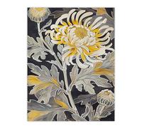 Artery8 Yellow Chrysanthemum Flower Detailed Artwork Living Room Large Wall Art Poster Print Thick Paper 18X24 Inch