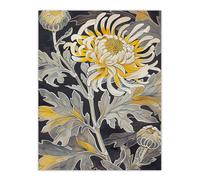 Artery8 Unframed Wall Art Yellow Chrysanthemum Flower Detailed Artwork - 12X16 Inch