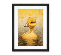 Artery8 Yellow Duckling Kids Bedroom Baby Nursery Calm Elegant Artwork Framed Wall Art Print 18X24 Inch