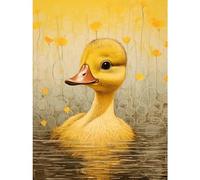 Artery8 Yellow Duckling Kids Bedroom Baby Nursery Calm Elegant Artwork Large Wall Art Poster Print Thick Paper 18X24 Inch