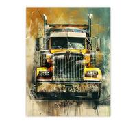 Artery8 Yellow Long Haul Truck Front Modern Painting Living Room Extra Large XL Wall Art Poster Print