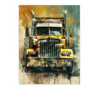 Artery8 Yellow Long Haul Truck Front Modern Painting Living Room Extra Large XL Wall Art Poster Print