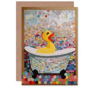 Artery8 Yellow Rubber Duck Child Children Kids Birthday Gender Reveal They Them Him Her Blank Art Greeting Card