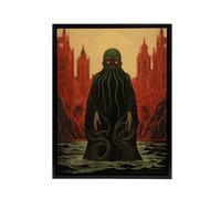 Artery8 Yog Sothoth Lovecraft Cthulhu Concept Framed Canvas Wall Art Print in Red | Size: W18" x H24" Artery8 Red W18" x H24"