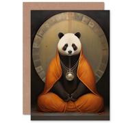 Artery8 Yoga Panda Yogi Meditation Peace Calm Relax for Him or Her Man Woman Birthday Thank You Get Well Soon Blank Art Greeting Card