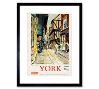 Artery8 York England Shambles Medieval Butcher Street 12x16" Framed Art Print | Size: W12" x H16" Artery8 Multicolor W12" x H16"