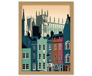 Artery8 York Minster and Shambles Street Cityscape Artwork Framed A3 Wall Art Print