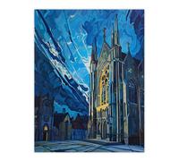 York Minster Cathedral Night Concept Art Church Wall Art Print Artery8 Blue W24 inch x H32 inch