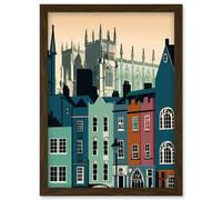 York Minster and Shambles Street Cityscape Artwork Framed Wall Art Print A4 Artery8 Brown One Size