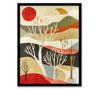 Artery8 Yorkshire Moor Boho Sunset Abstract Design Framed Art Print | Size: W12" x H16" Artery8 Multicolor W12" x H16"
